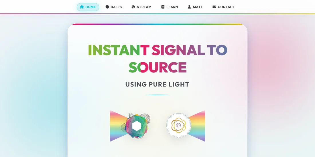 Biophotons.info kiosk homepage with icon navigation for products and sessions
